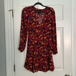 & Other Stories mini dress, floral, deep v, balloon sleeves, excellent condition
